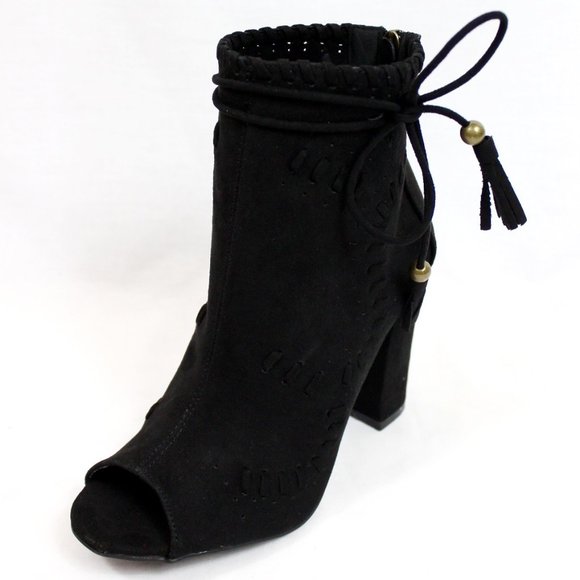 Open Toe Perforated Tassel Dress Bootie - Picture 3 of 5